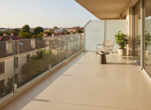 Posadzka żywiczna na balkon w kolorze jasnej kości słoniowej RAL 1015