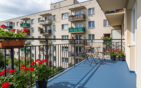 System posadzkowy na balkon w niebieskim RAL 5023