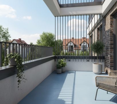 Nawierzchnia balkonowa z żywicy w niebieskim pastelowym RAL 5024