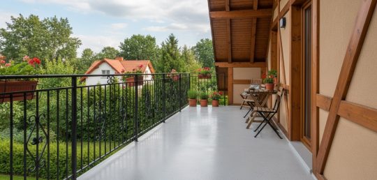 Nawierzchnia z żywicy na taras w kolorze szarym RAL 7040