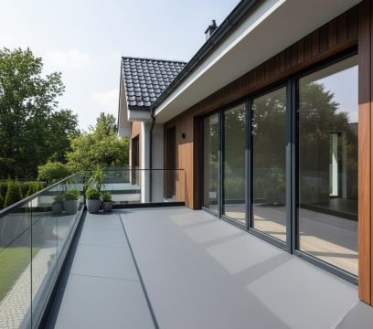 Powłoka na taras z żywicy w kolorze telegray RAL 7045